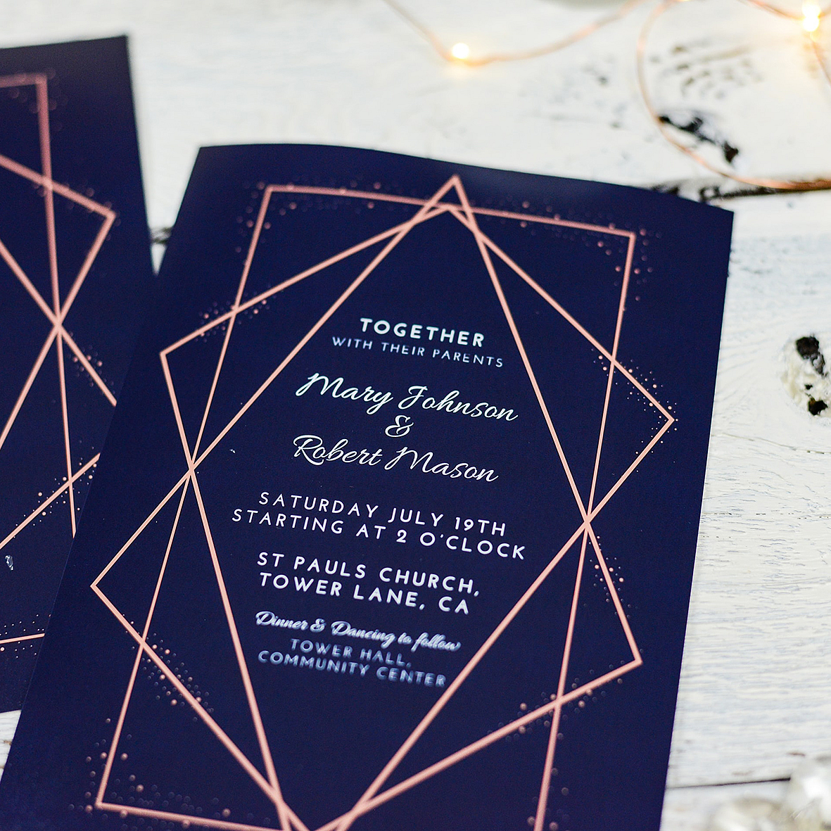 Standard Invitations (coated, uncoated, pearlescent & kraft)